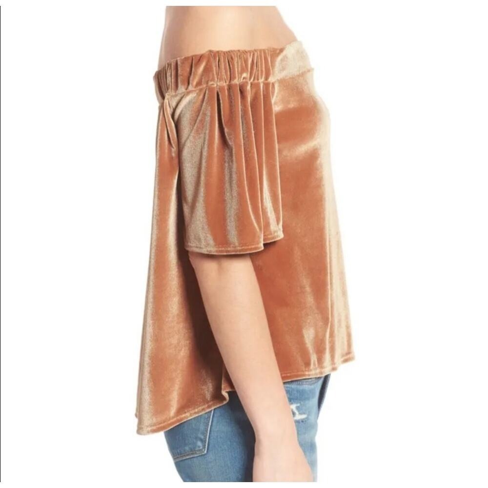 Off The Shoulder Velvet Bell Sleeve Top Copper Bronze Size Large - Picture 2 of 4